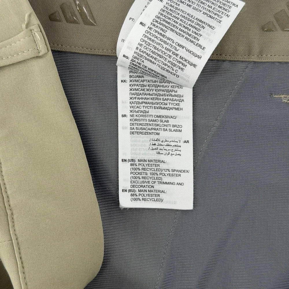 Adidas Golf Pants Mens 32x32 Khaki Tan Performance Stretch Flat Front Trousers